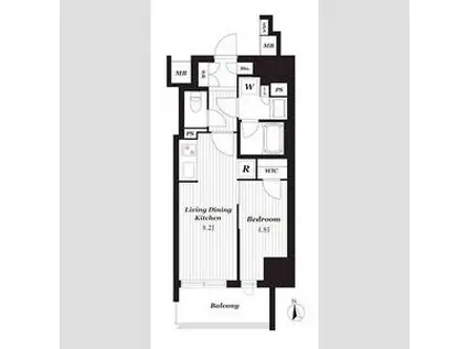 オープンレジデンシア金山セントラル(1LDK/5階)の間取り写真
