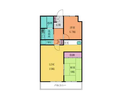 ホワイトキャッスル中津口(2LDK/3階)の間取り写真