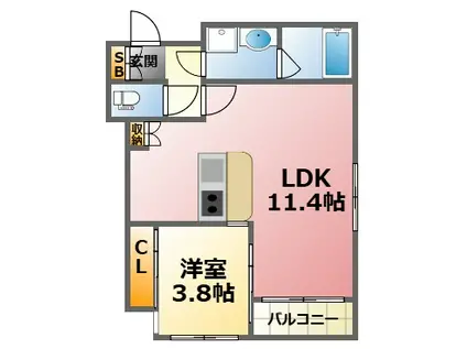 GRAN KOBERIA津門大箇町(1LDK/3階)の間取り写真