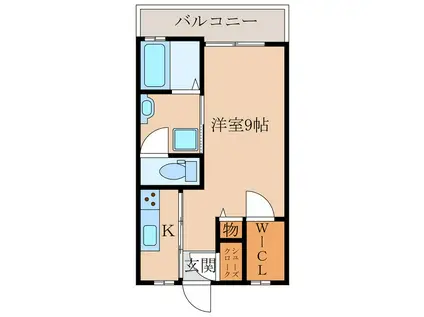 WINWIN大浦(1K/1階)の間取り写真