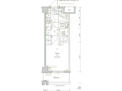 スカイコートグレイス調布(1K/2階)の間取り写真