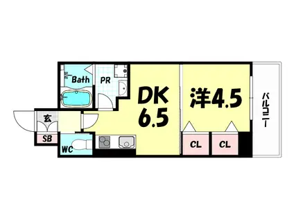 ESTEMCOURT三宮駅前IIアデシオン(1DK/14階)の間取り写真