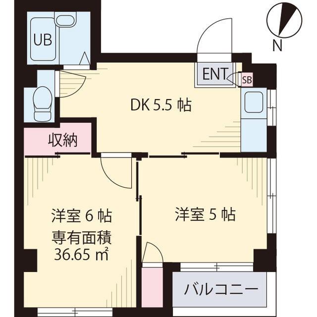 クレッシェンドI(2DK/3階)の間取り写真