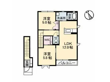 カトルフィーユ迫間A棟(2LDK/2階)の間取り写真
