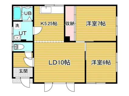 愛国西4丁目3-7二戸(2LDK/1階)の間取り写真
