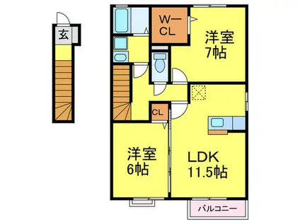 グレイス若久 A棟(2LDK/2階)の間取り写真