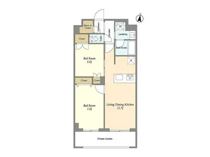 メゾンドオンディーヌ(2LDK/1階)の間取り写真