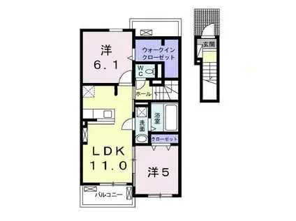 リアンA(2LDK/2階)の間取り写真