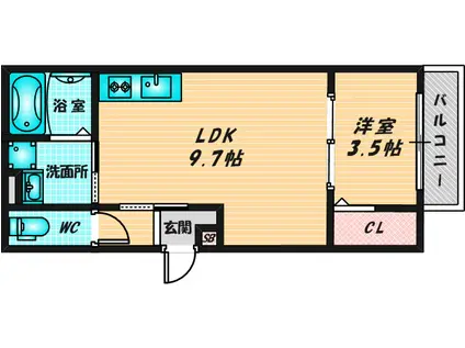 PABLO(1LDK/1階)の間取り写真