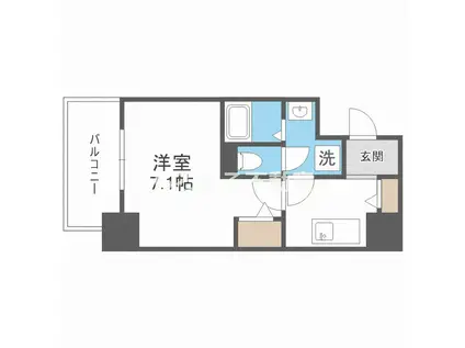 アドバンス上町台シュタット(1K/14階)の間取り写真