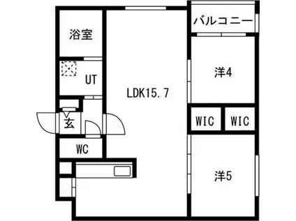 月寒西1-9MS(2LDK/1階)の間取り写真