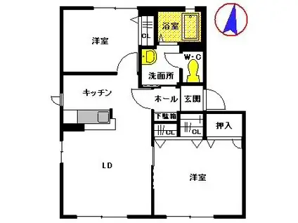 サーカム・グリーン(2LDK/1階)の間取り写真