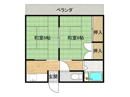 本荘ハイツ(2K/2階)の間取り写真