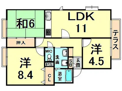 サンヴィレッジ21 A棟(3LDK/1階)の間取り写真