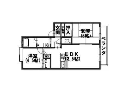 ディアス21(2LDK/1階)の間取り写真