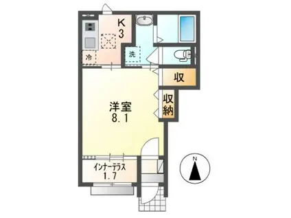 コンフォートマルエII(1K/1階)の間取り写真
