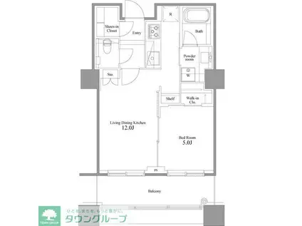 パークコート麻布十番ザ・タワー三田ガーデン(1LDK/10階)の間取り写真