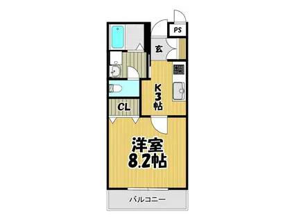 FINE郡元(1K/4階)の間取り写真