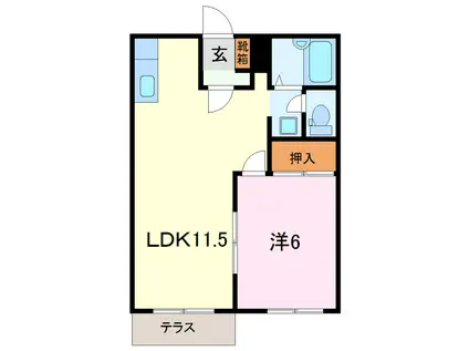 エルディム明日香(1LDK/1階)の間取り写真