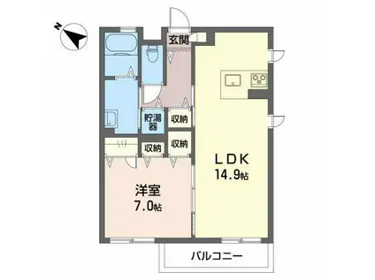 S.Eシャルマン影山(1LDK/1階)の間取り写真