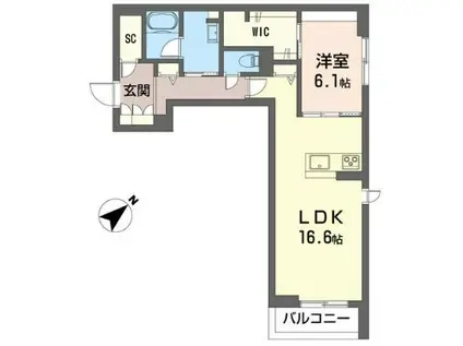 キャピトール(1LDK/3階)の間取り写真