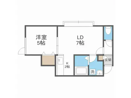 楓ガーデン(1LDK/2階)の間取り写真