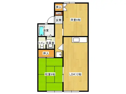 パークハイツB(2LDK/1階)の間取り写真