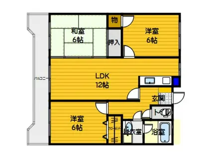 サンライズマンション東油山(3LDK/3階)の間取り写真