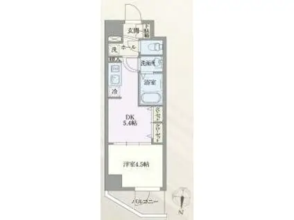 グランパセオ菊川(1DK/2階)の間取り写真