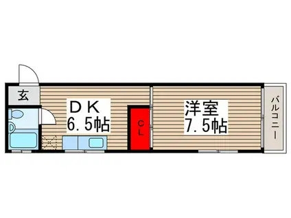 今谷レジデンス(1DK/2階)の間取り写真
