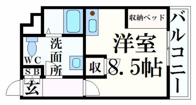 プライム英賀保(ワンルーム/3階)の間取り写真
