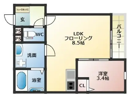 エスペランサ和白(1LDK/3階)の間取り写真