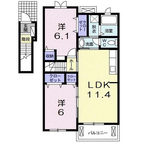ファミリータイズIII(2LDK/2階)の間取り写真