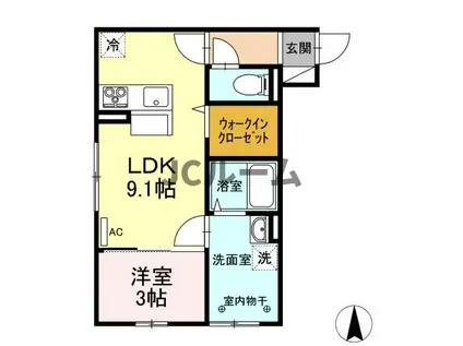 セレーノ リリー(1LDK/2階)の間取り写真