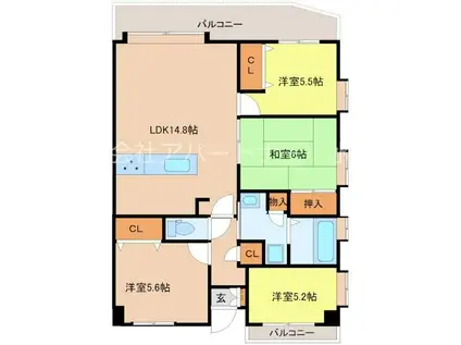 チサンマンション大江(4LDK/2階)の間取り写真