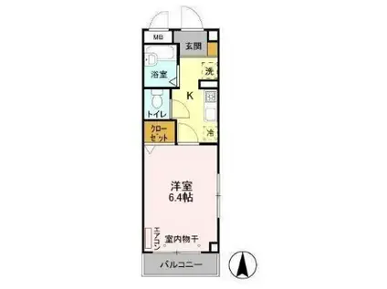 ジー・エムウエストハイツB(1K/1階)の間取り写真