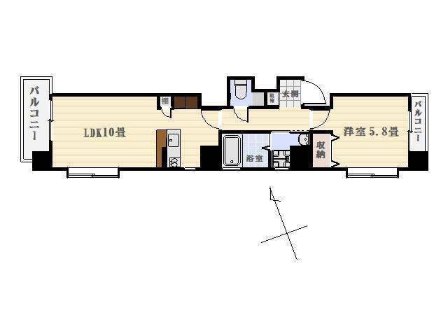 ネオアクシス中央町(1LDK/4階)の間取り写真
