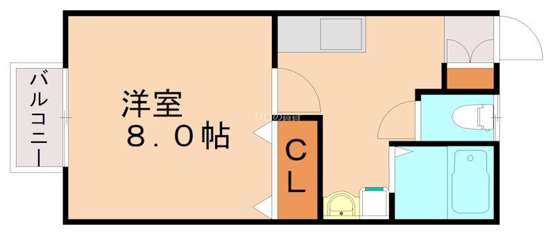 メゾン桜坂(1DK/2階)の間取り写真