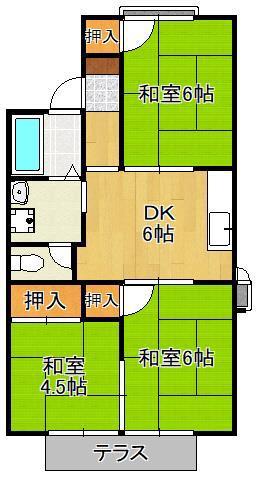 グランディール行橋C棟(3DK/1階)の間取り写真