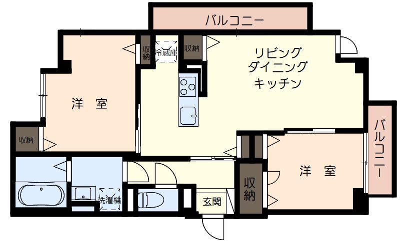 アイリスガーデン小石川(2LDK/3階)の間取り写真