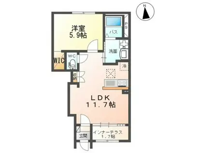 エバーガーデン(1LDK/1階)の間取り写真