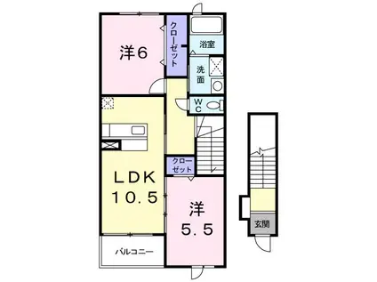 JR小海線 北中込駅 徒歩27分 2階建 築17年(2LDK/2階)の間取り写真