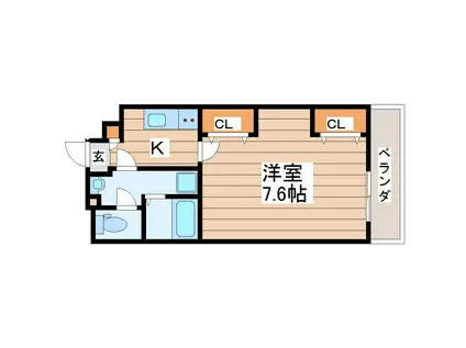 ブランフリーゼ(1K/1階)の間取り写真