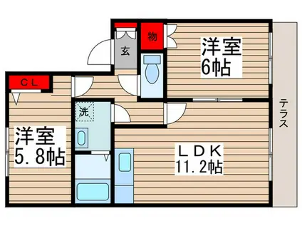 サンフレンドハイツA(2LDK/1階)の間取り写真