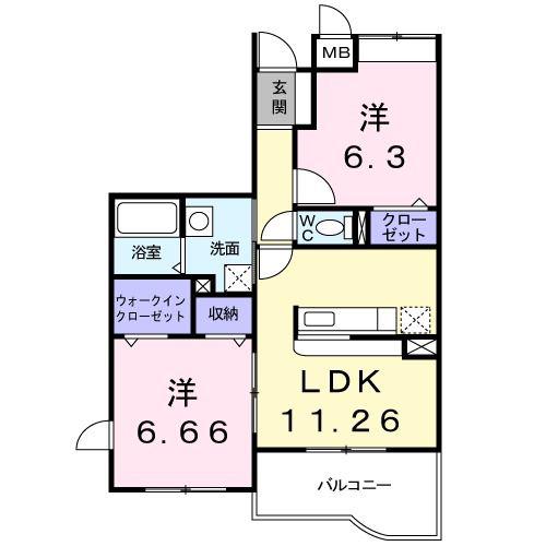 ジェルメ(2LDK/3階)の間取り写真