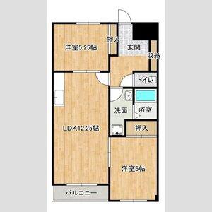 フェリス三島(2LDK/3階)の間取り写真