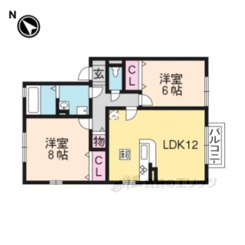 リビングタウン堅田(2LDK/1階)の間取り写真
