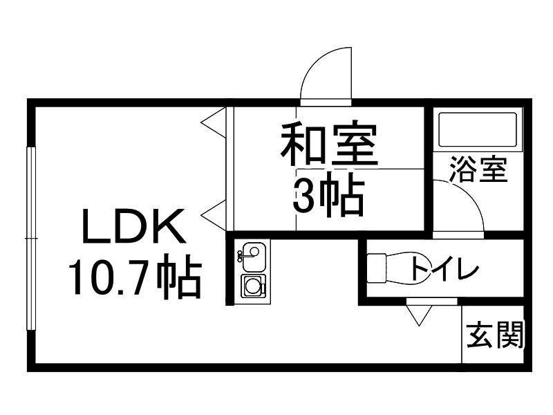 リバー1233(1LDK/1階)の間取り写真