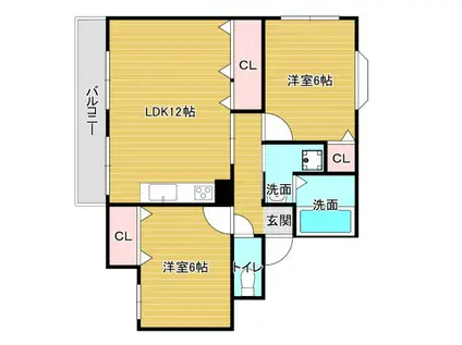 ベルフルール(2LDK/1階)の間取り写真