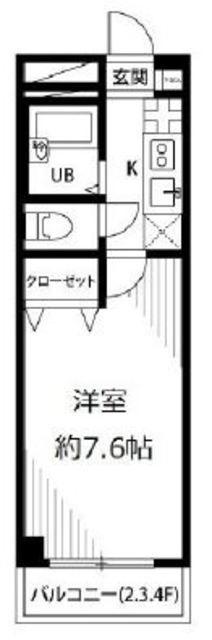 アンプルールフェールグランデール(1K/1階)の間取り写真